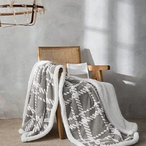 Luxury Oversized Sherpa Blanket Flannel Blanket Gray